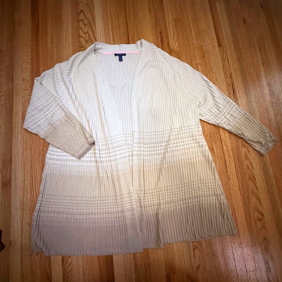 Isaac Mizrahi Sweaters - Isaac Mizrahi Live! Women's 3X Open Front Knit Cardigan Sweater‎ Beige Ombre